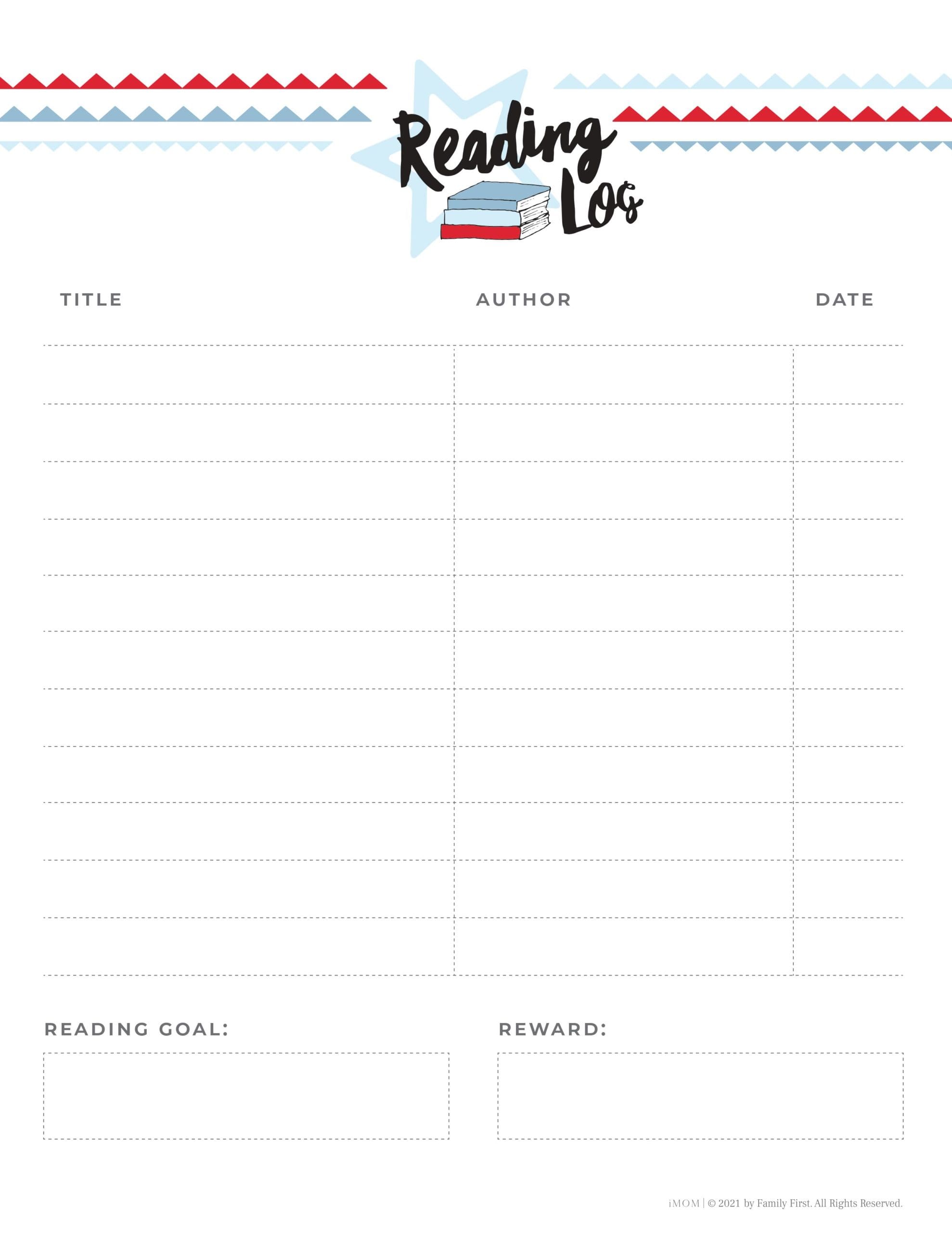 free reading log printable for kids - imom